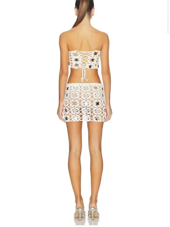 REVOLVE White Lace Cutout Tube Top & Mini Skirt Set - Picture 2 of 2